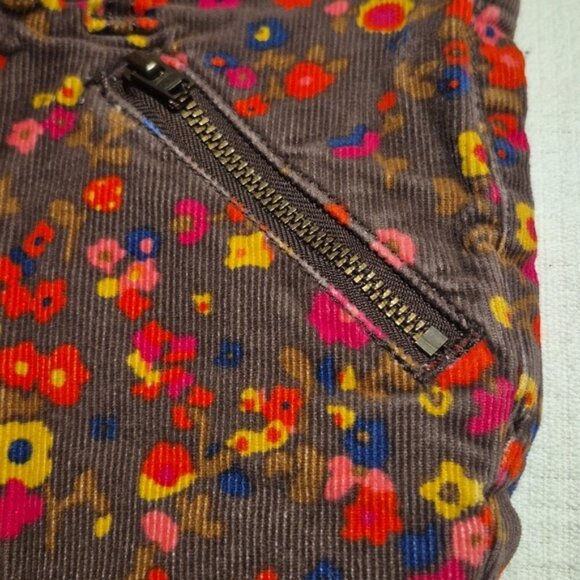 Lands' End girls size 6 brown corduroy pants with flowers, guc for knee fade - Picture 6 of 7